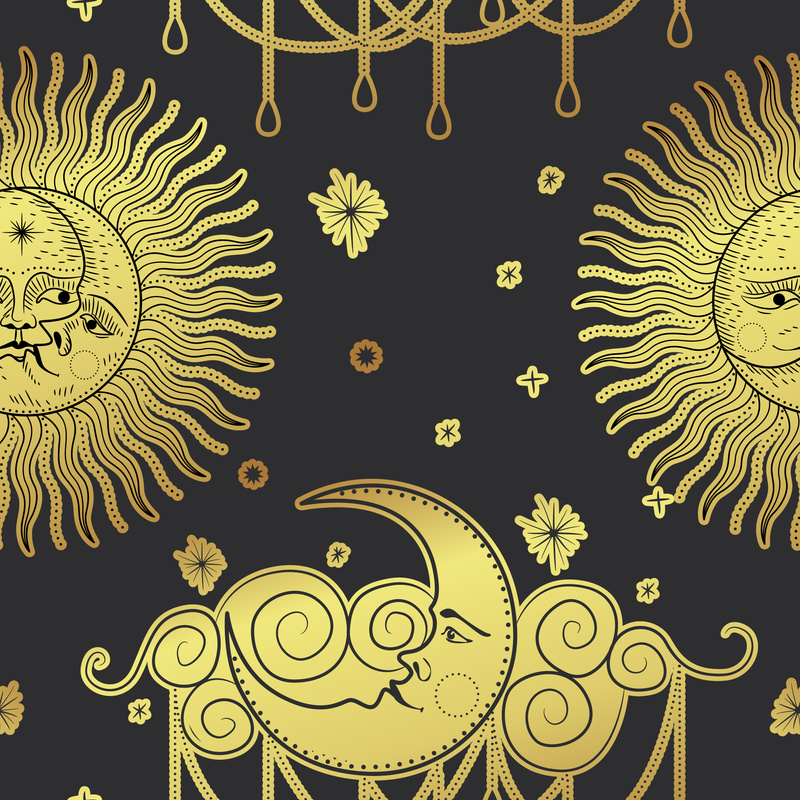Golden Celestial Figures Background